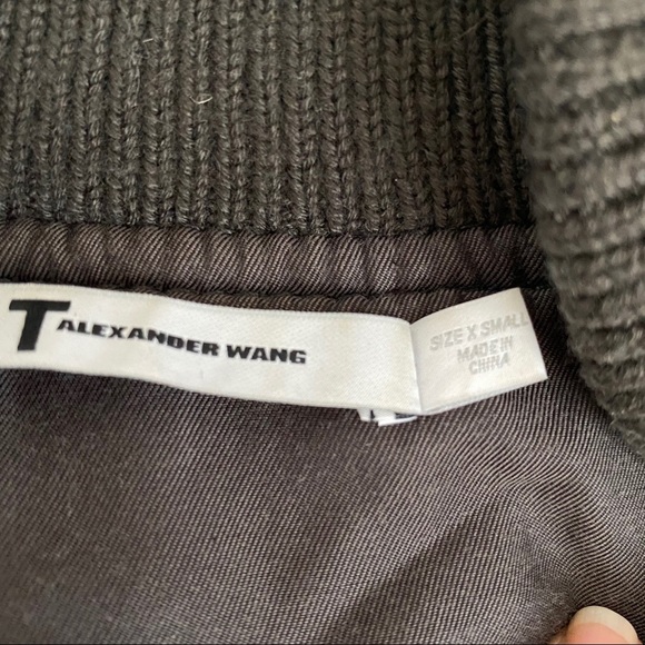 T by Alexander Wang bomber leather sleeve jacket - Picture 3 of 12